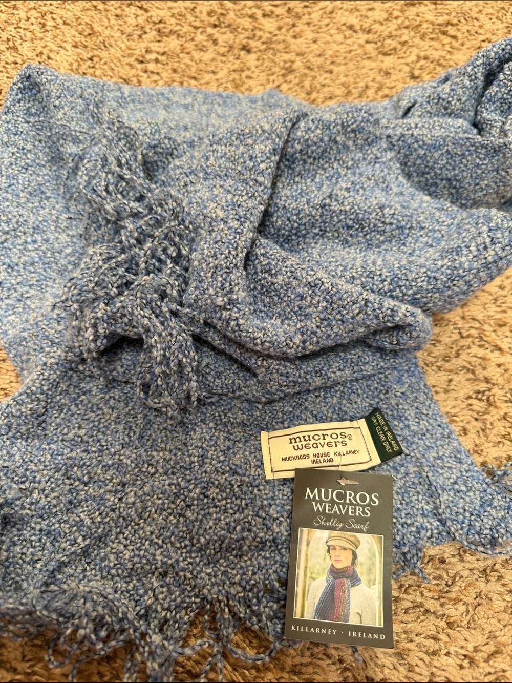 Mucros Weavers Blue Knit Scarf Wrap